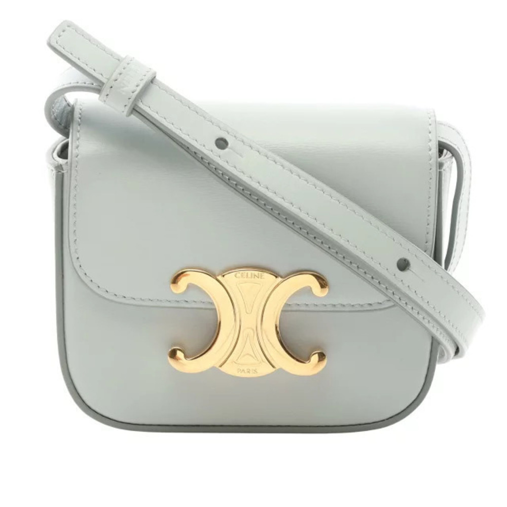 Celine Claude Shoulder Bag Leather Blue